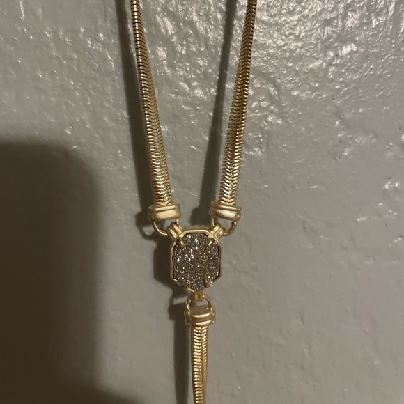 Kendra Scott Starla Y necklace in platinum drusy and gold - Picture 1 of 4